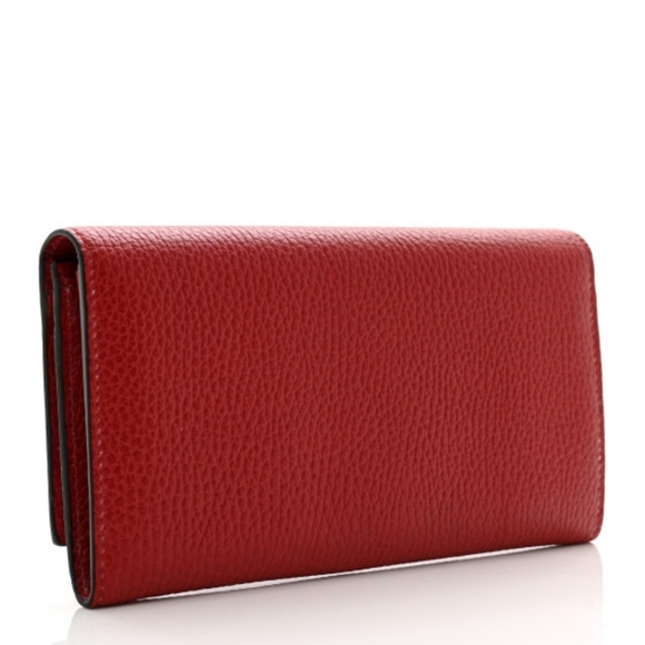 Gucci Pebbled Calfskin Interlocking G Continental Wallet Red - Picture 3 of 7